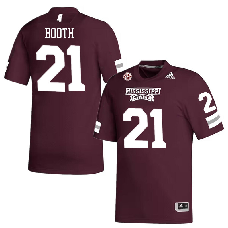 Men #21 Davon Booth Mississippi State Bulldogs College Football Jerseys Stitched-Maroon